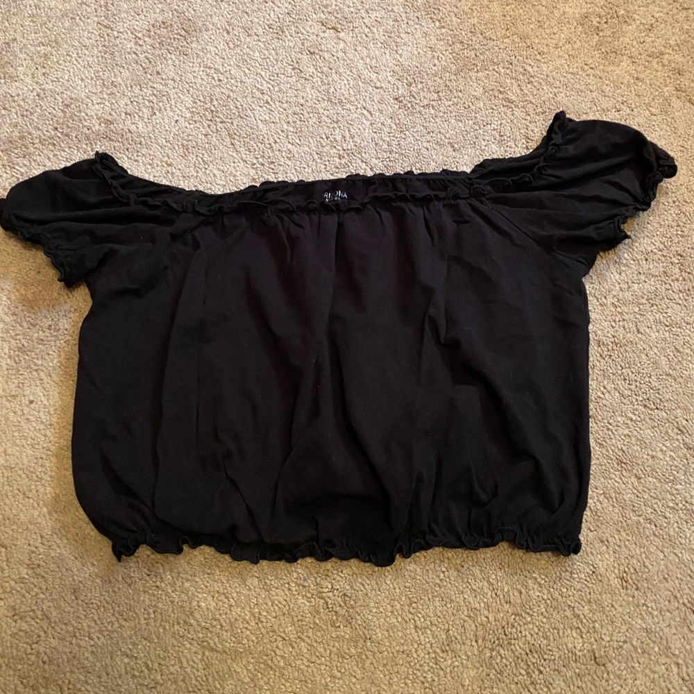 Arizona Black Ruffle Lined Crop Top